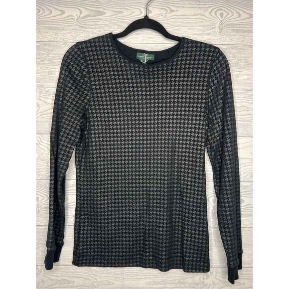 LRL Lauren Jeans Co BLACK AND GREY HOUNDSTOOTH TOP - Picture 1 of 7